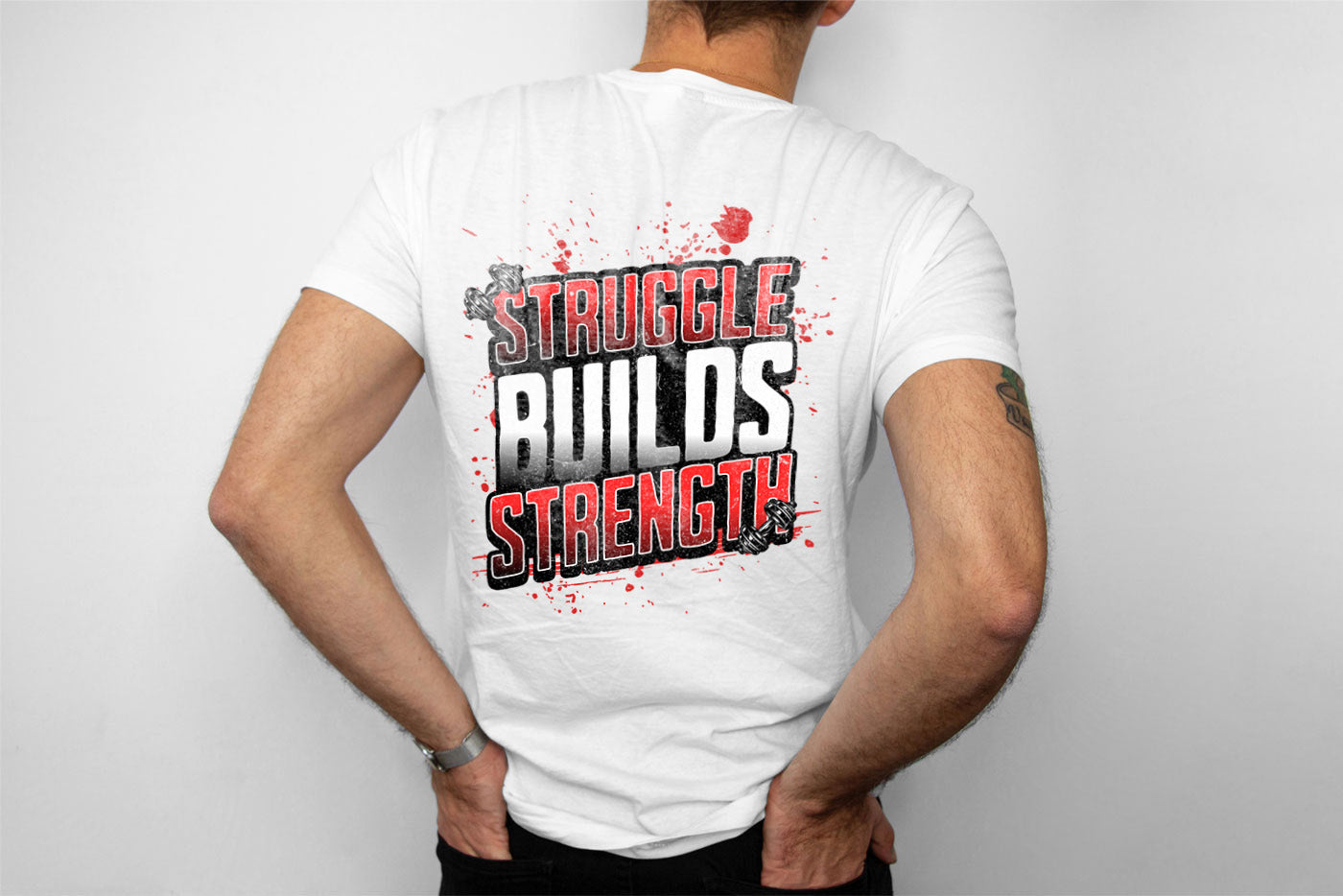 Hustlin Fitness 'Struggle Builds Strength' Gym T-Shirt | Men's Motivational Workout Apparel