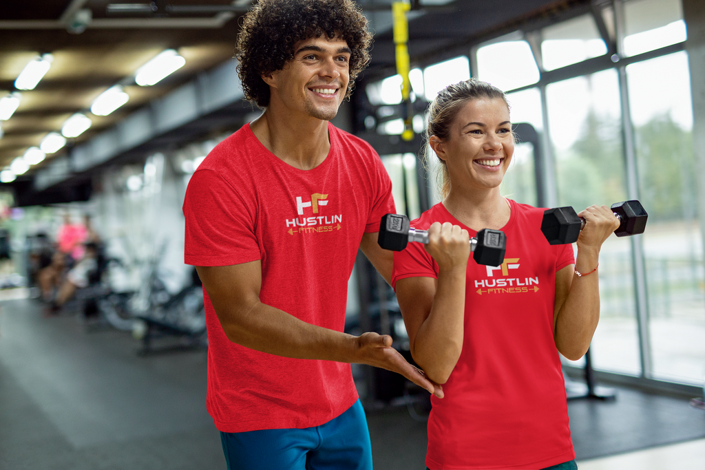 Hustlin Fitness couple T-Shirt | Red  Gym & Training