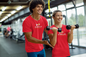 Hustlin Fitness couple T-Shirt | Red  Gym & Training